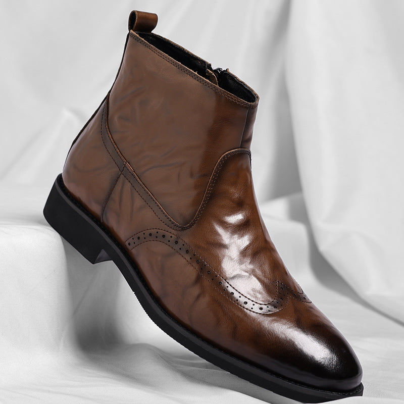 Classic Chelsea boots with brogue details