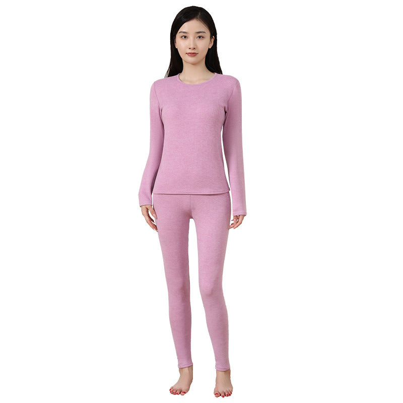 Thermal underwear set, brushed, round neck