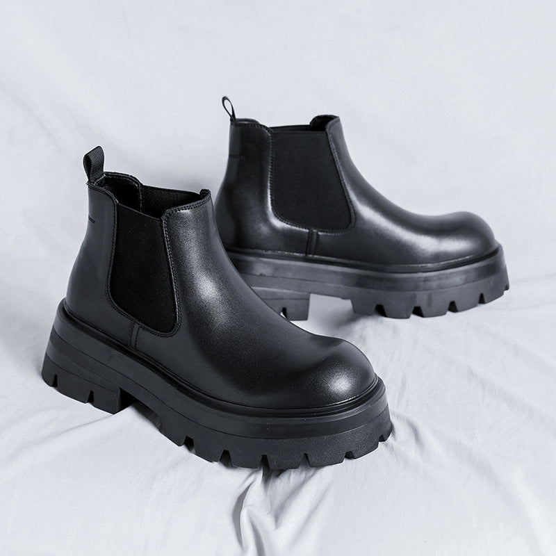 Men's Chelsea boots, platform, microfiber