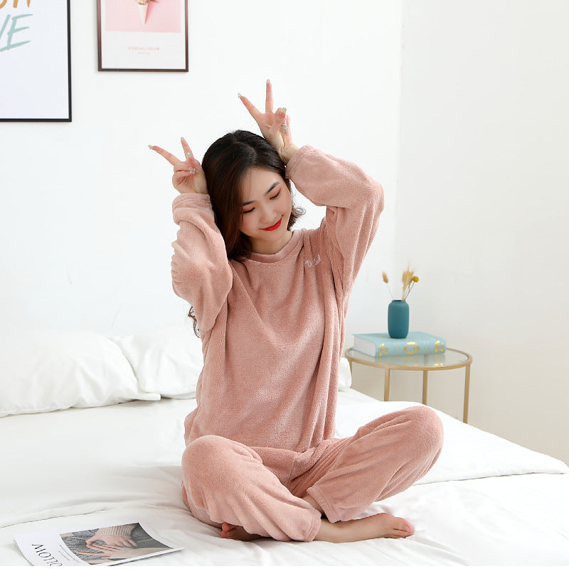 Pair-Pajama-Set, Coral fleece, warm and fashionable