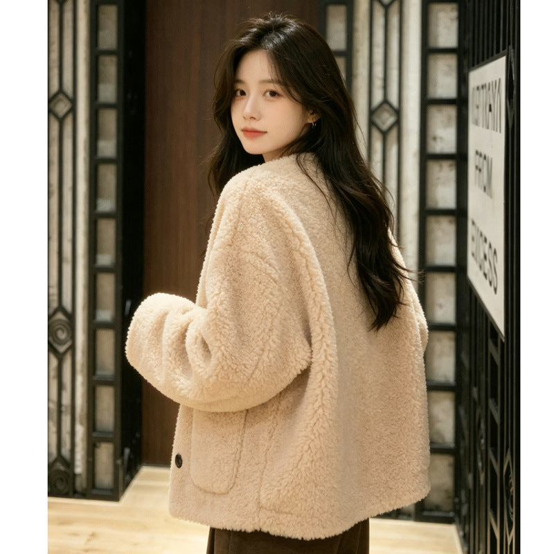 Sheepskin coat, loose, lined