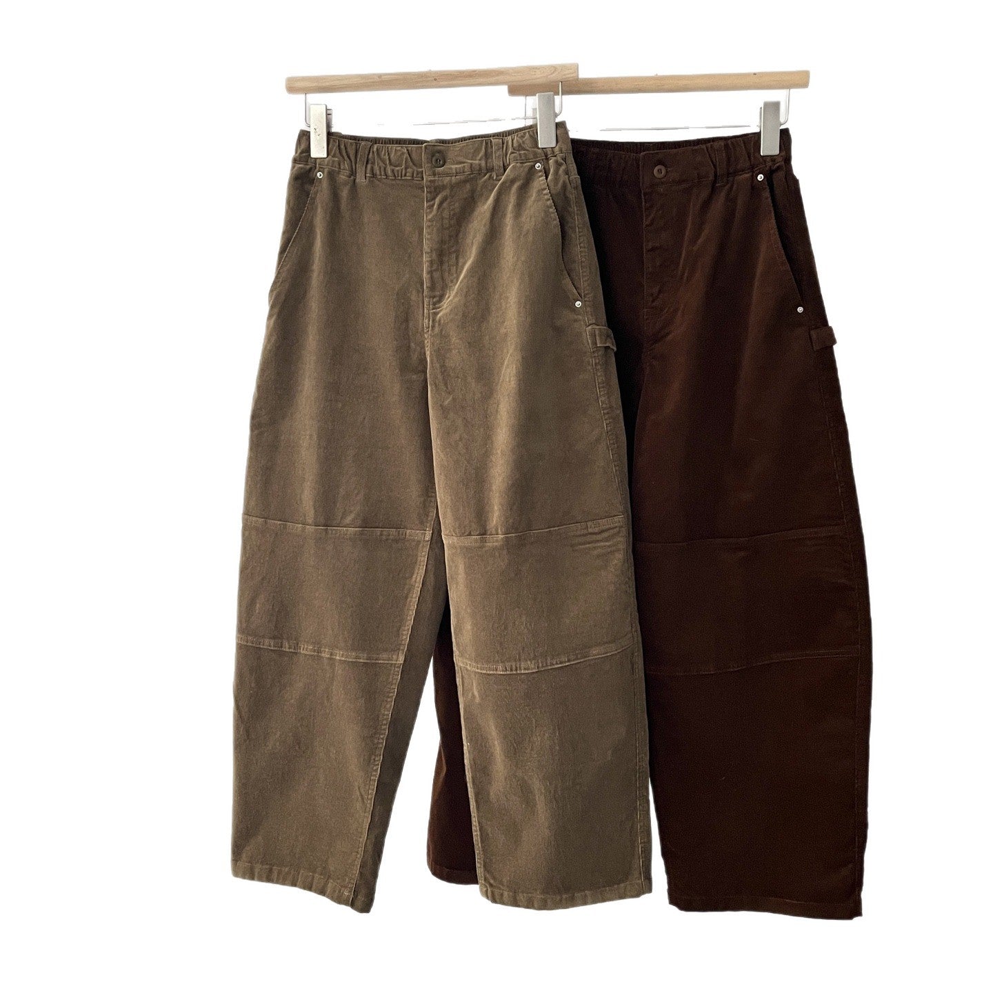 Casual corduroy cargo pants with elastic waistband