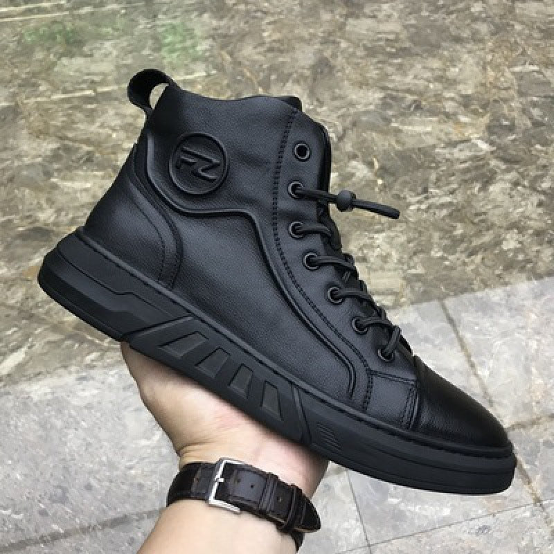 Men's leather ankle boots, insulated winter boots