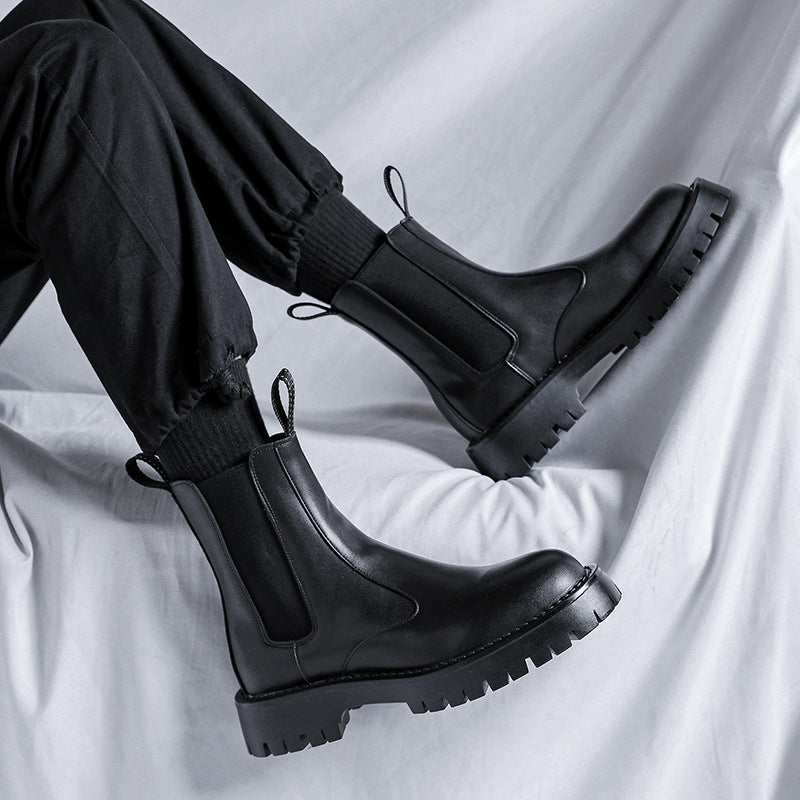 Men's Chelsea boots, ankle-high, with heel