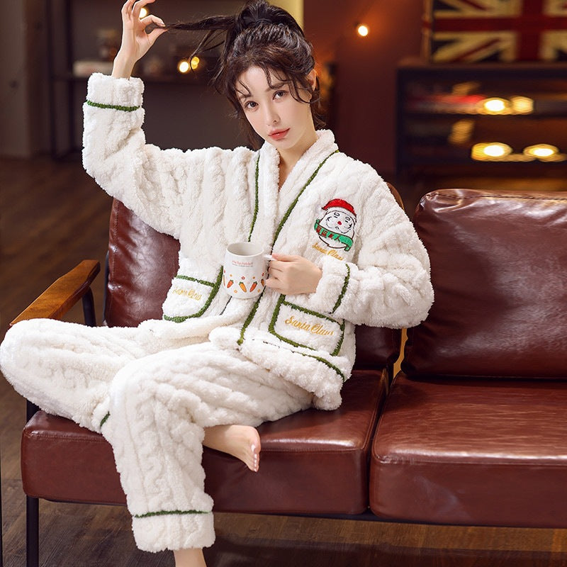 Women's Christmas Pajamas, Flannel, V-Neck