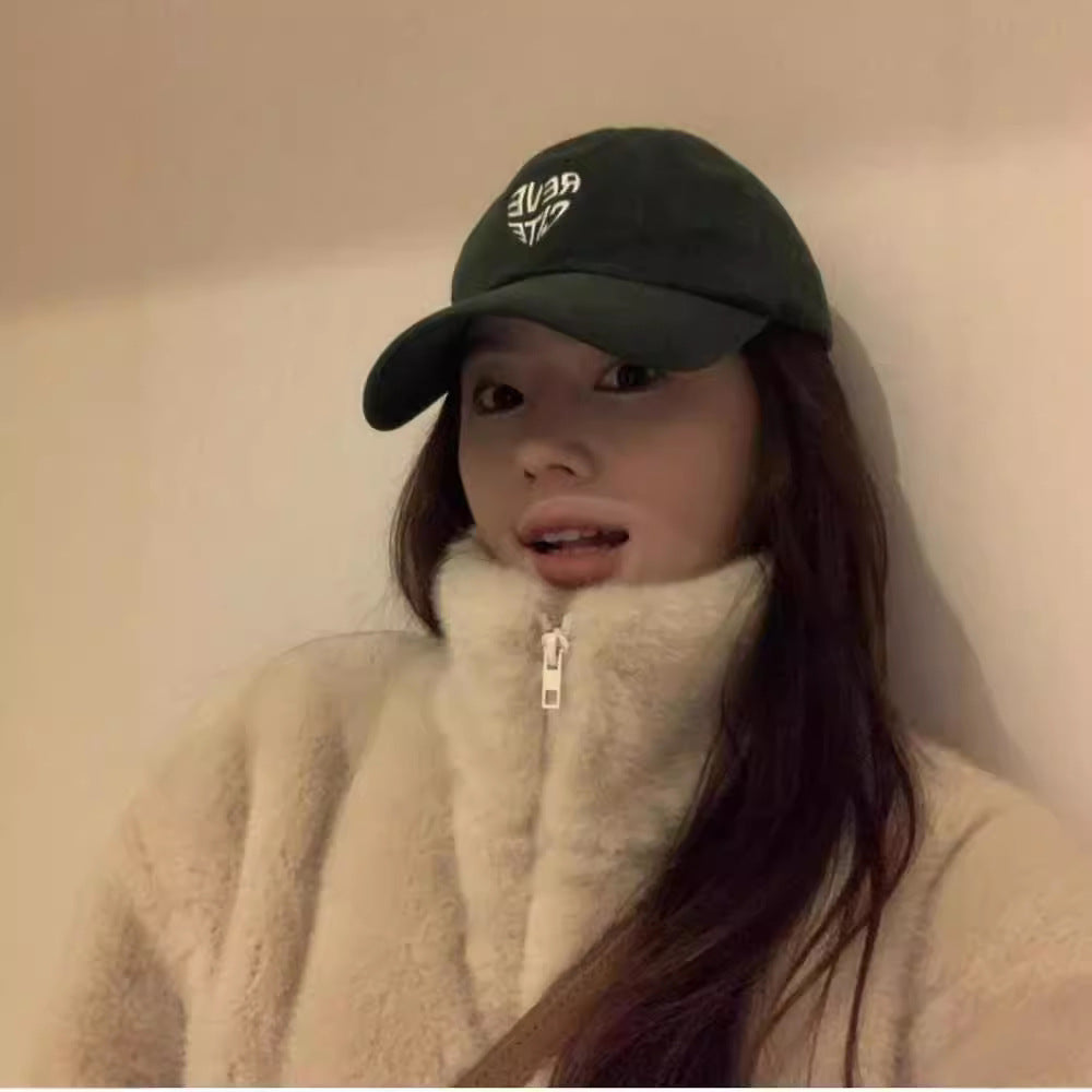 Compact lamb fleece imitation coat with zipper