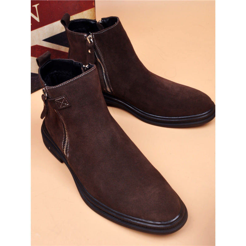 Men's leather boots, lined, in British style