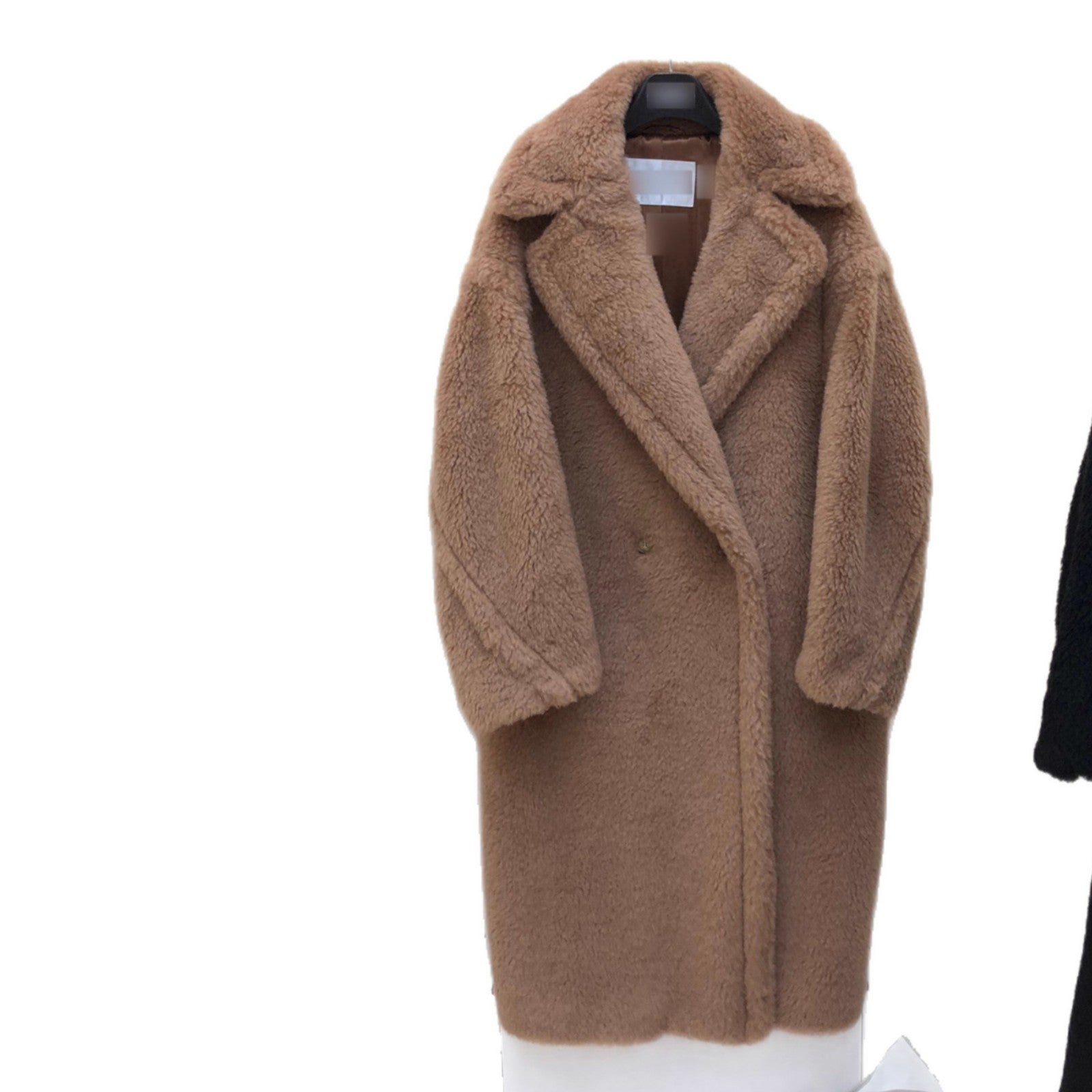 Women's teddy coat made of alpaca wool, mid-length