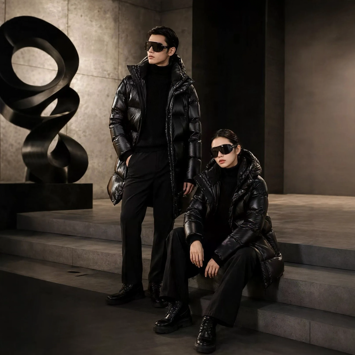 Mid-length down jacket for women, lined with white duck down
