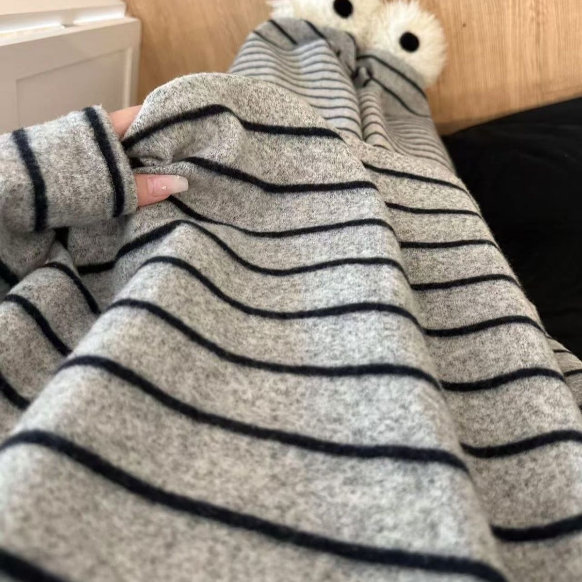 Warm striped pajamas set for couples