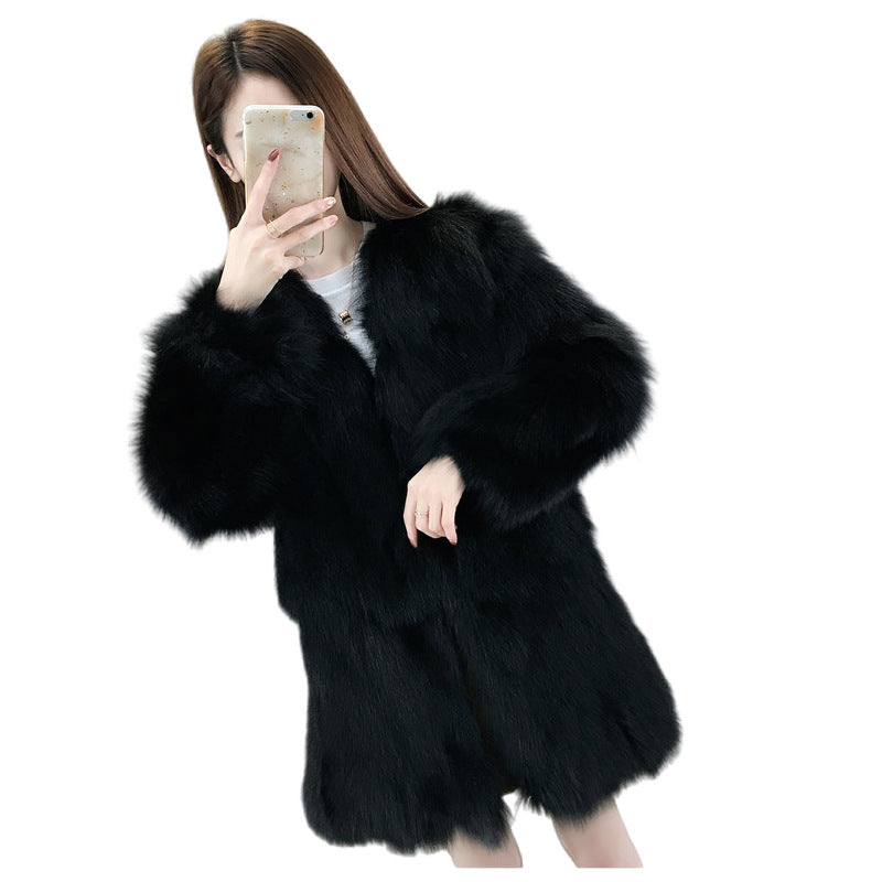 Women's winter coat, faux fur, medium length