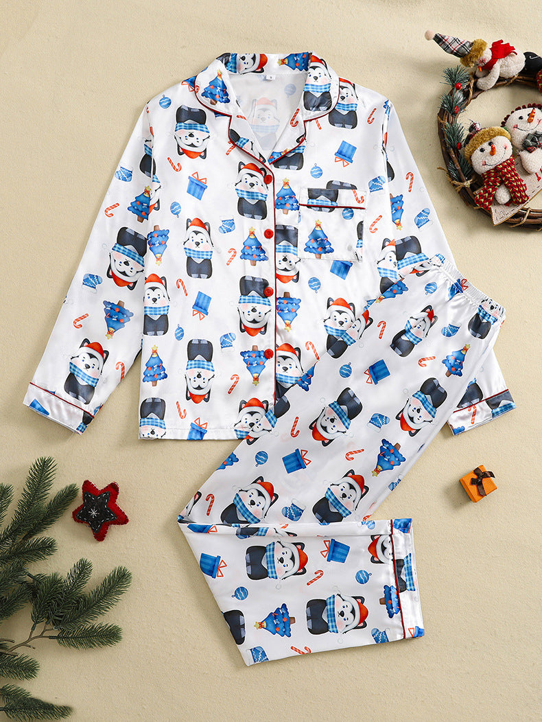 Family Pajama Set, silky appearance, festive motifs