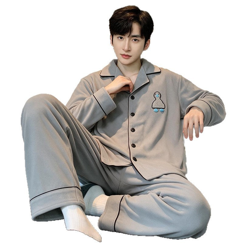 Warmer men's house suit made of thermal fabric, long-sleeved