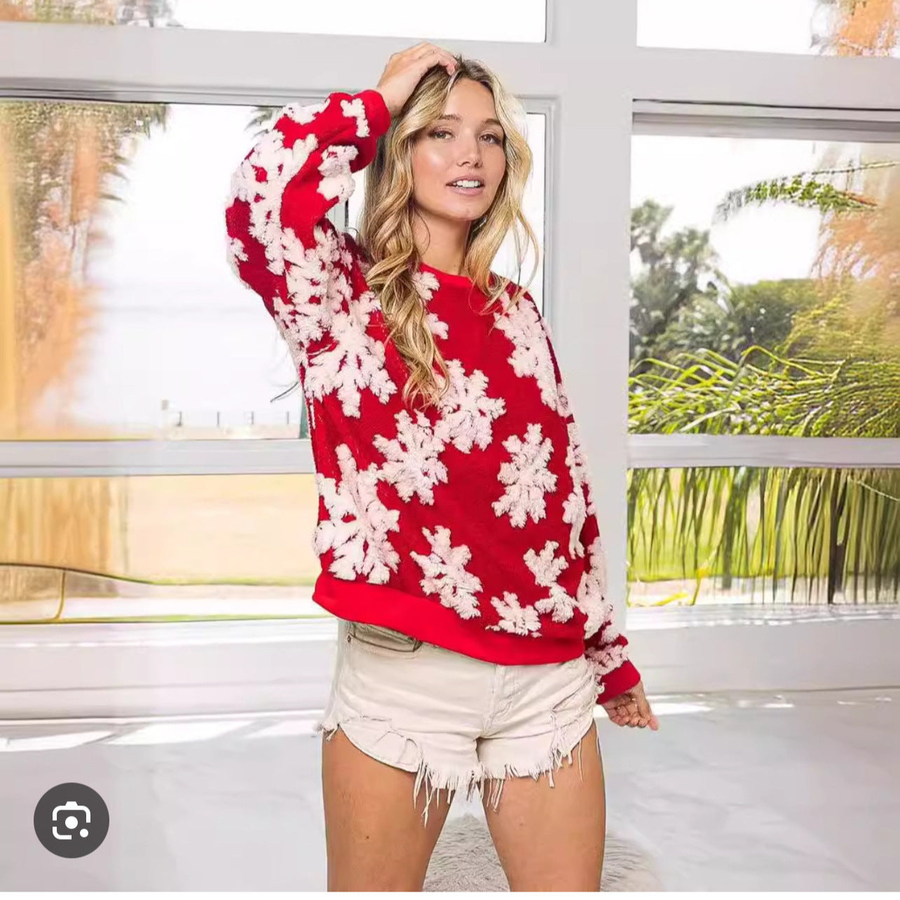 Women’s knitted sweater with floral embroidery