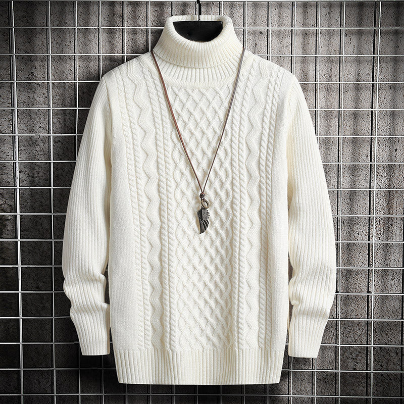 Men's sweater, turtleneck, diamond pattern, slim