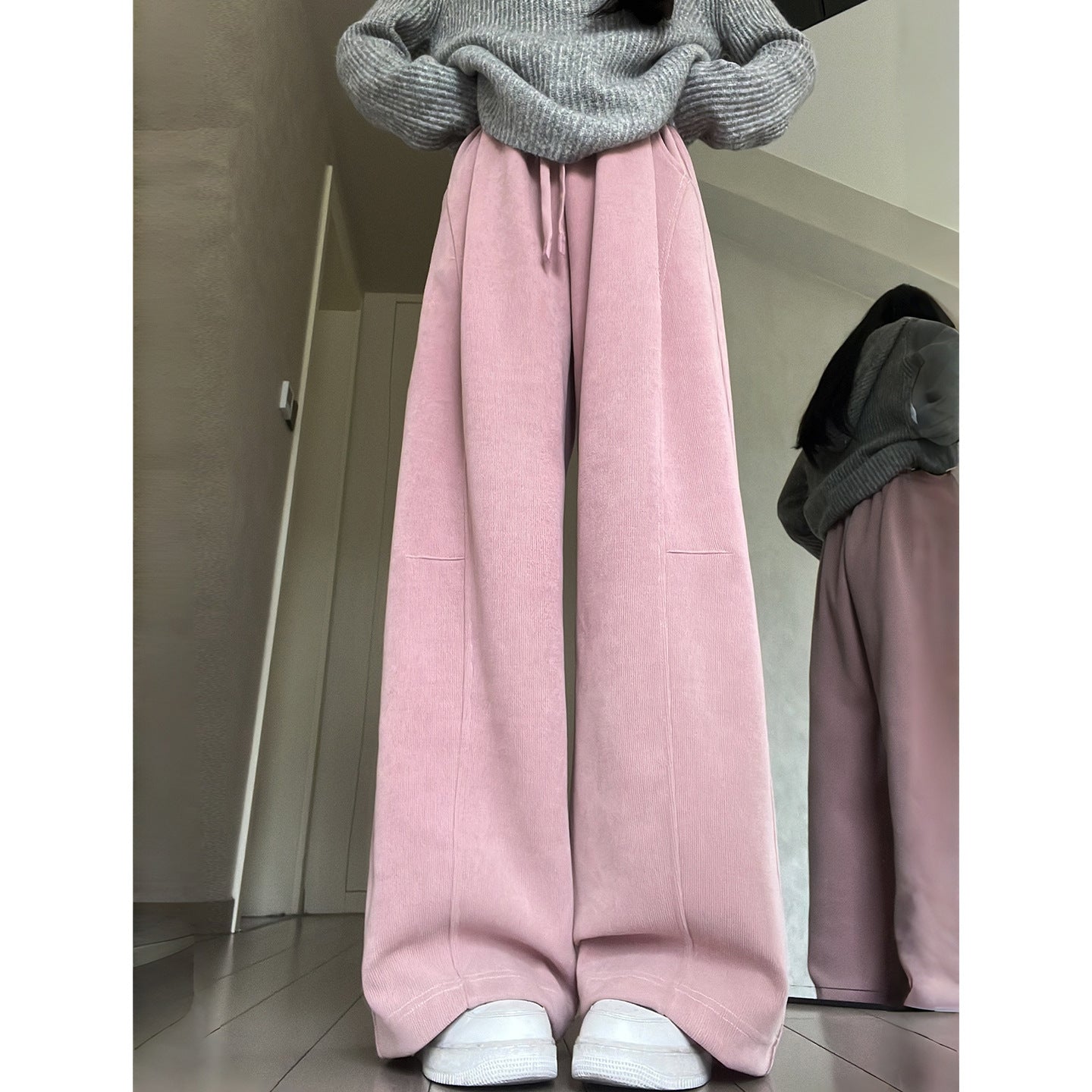 Women’s cord pants with wide leg, high waist
