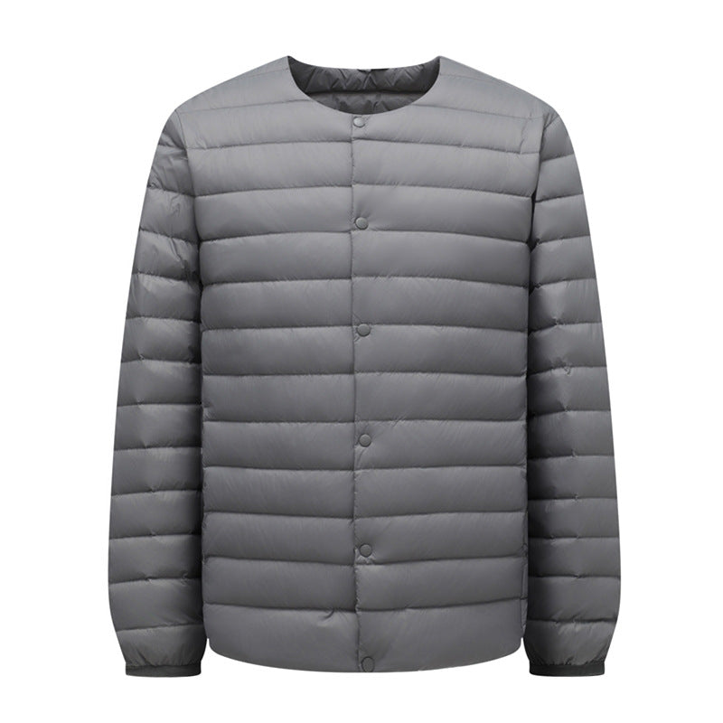 Unisex down jacket, lightweight, with adjustable neckline