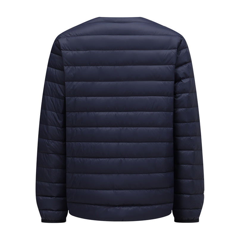 Unisex down jacket, lightweight, with adjustable neckline