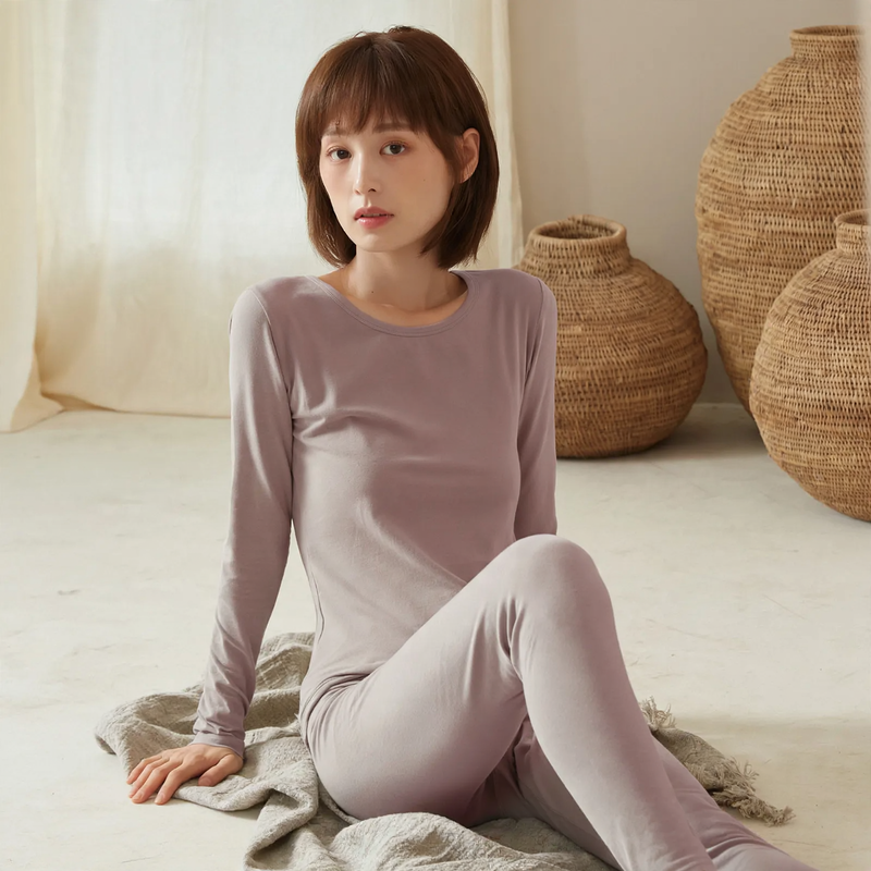 Women's Thermal Underwear Set, Cotton, Crew Neck