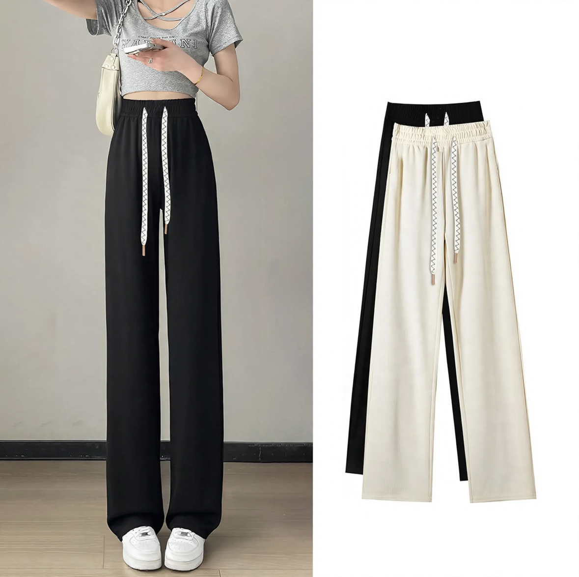 Kord-wide trousers with high waistband