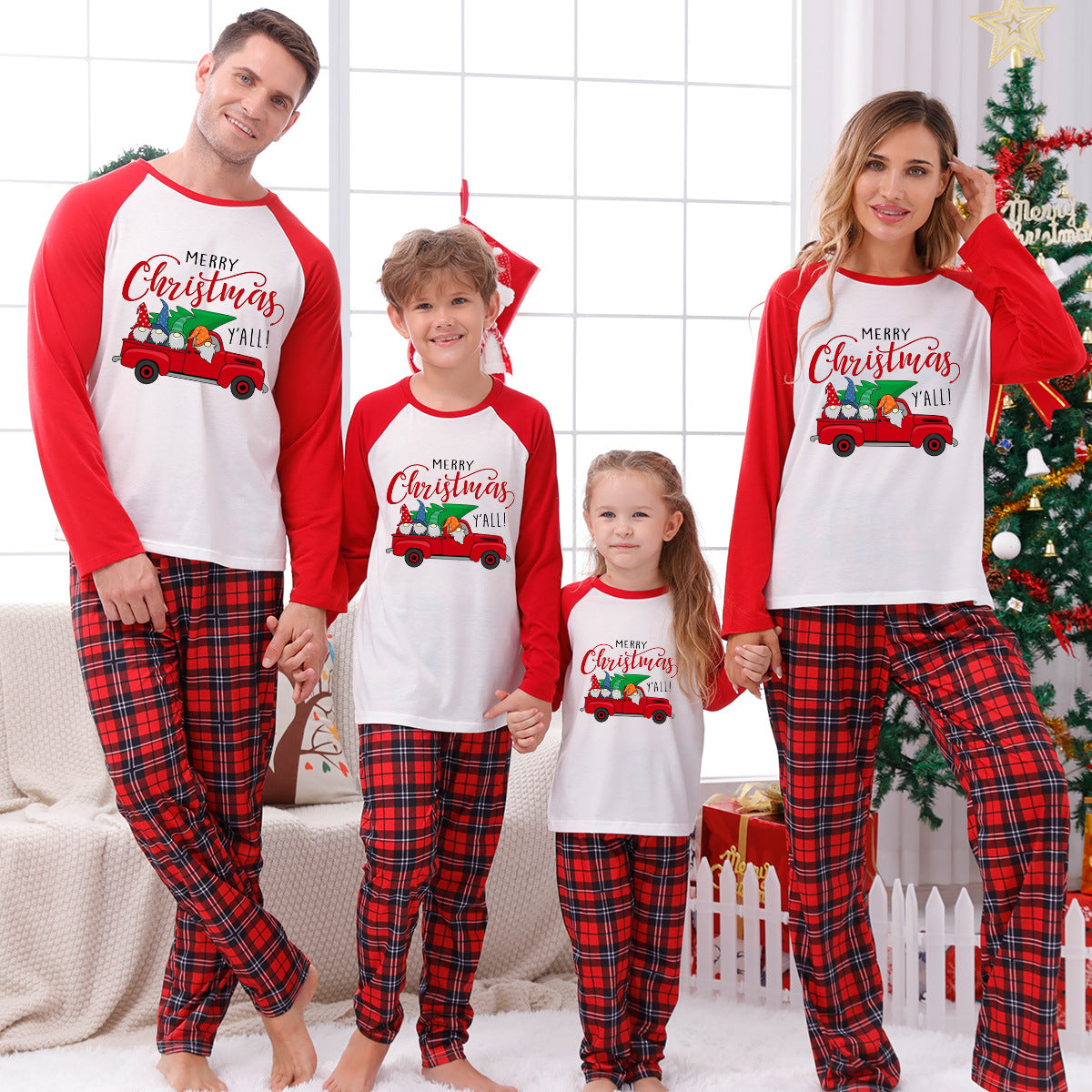 Family Pajama Set with Check Pattern