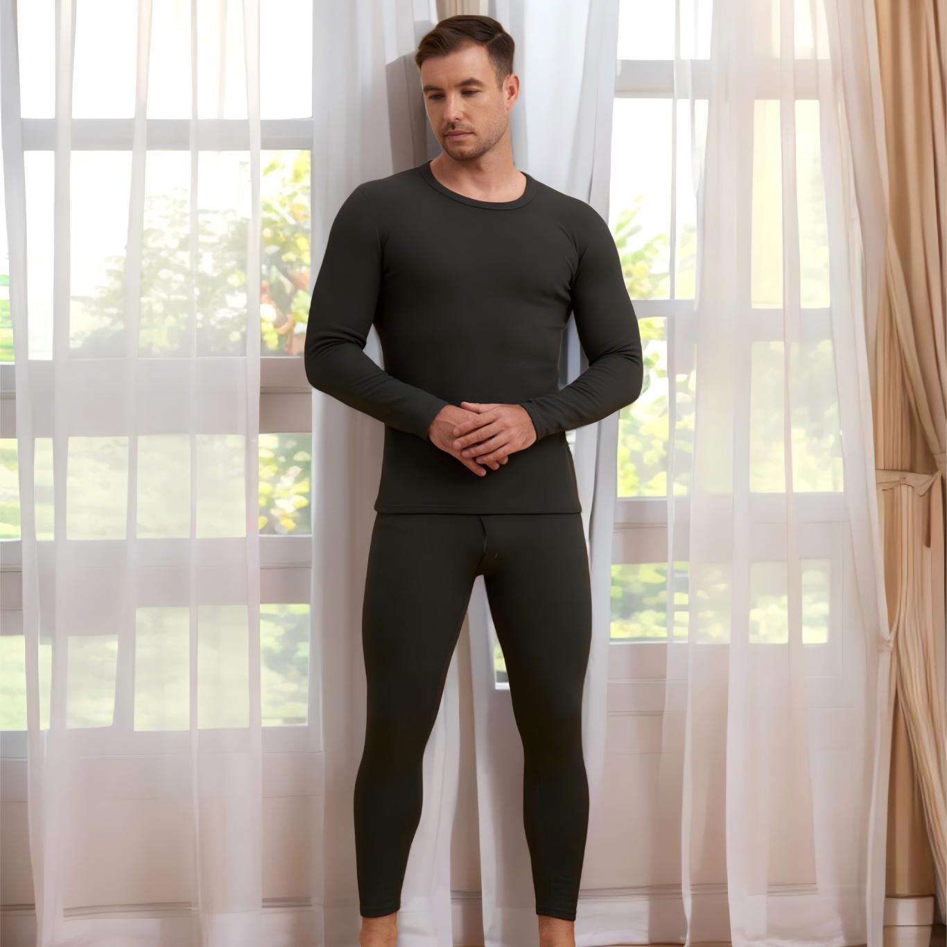 Thermal underwear set for women and men, round neck