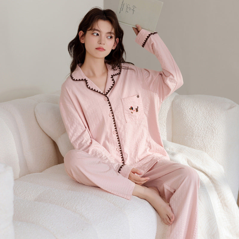 Women's Pajama Set, Long Sleeve, Cotton, Button Placket