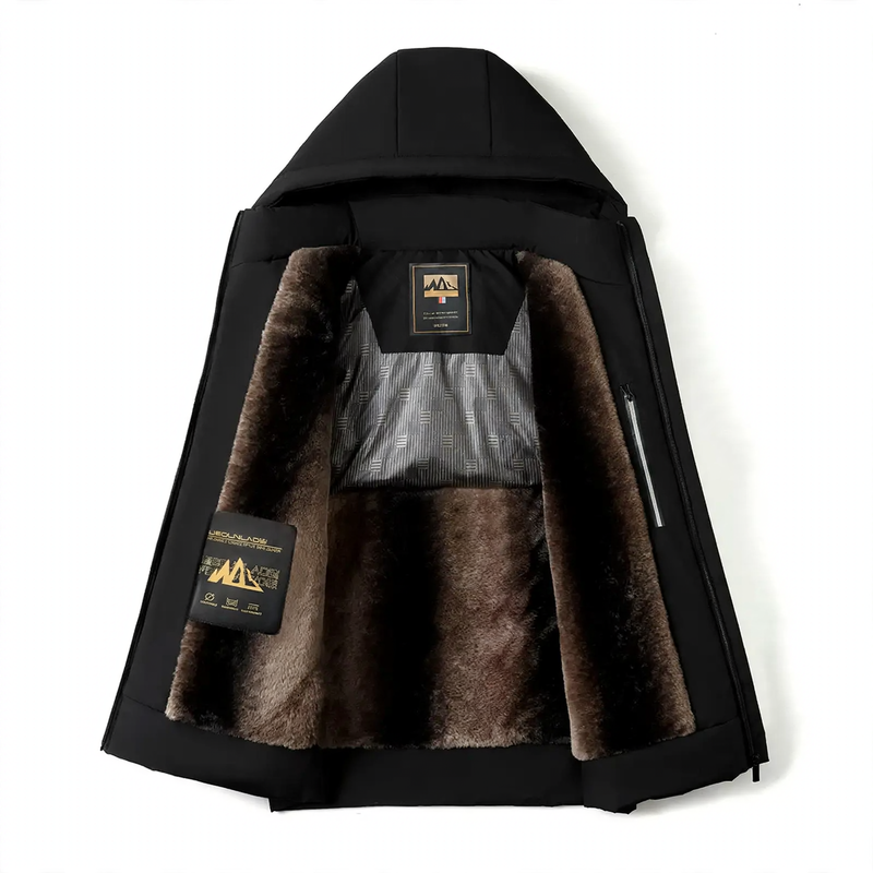 Padded men's winter jacket with removable collar