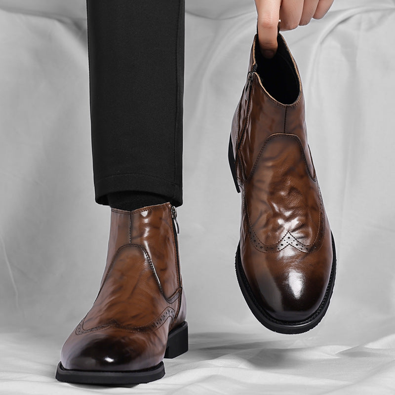 Classic Chelsea boots with brogue details