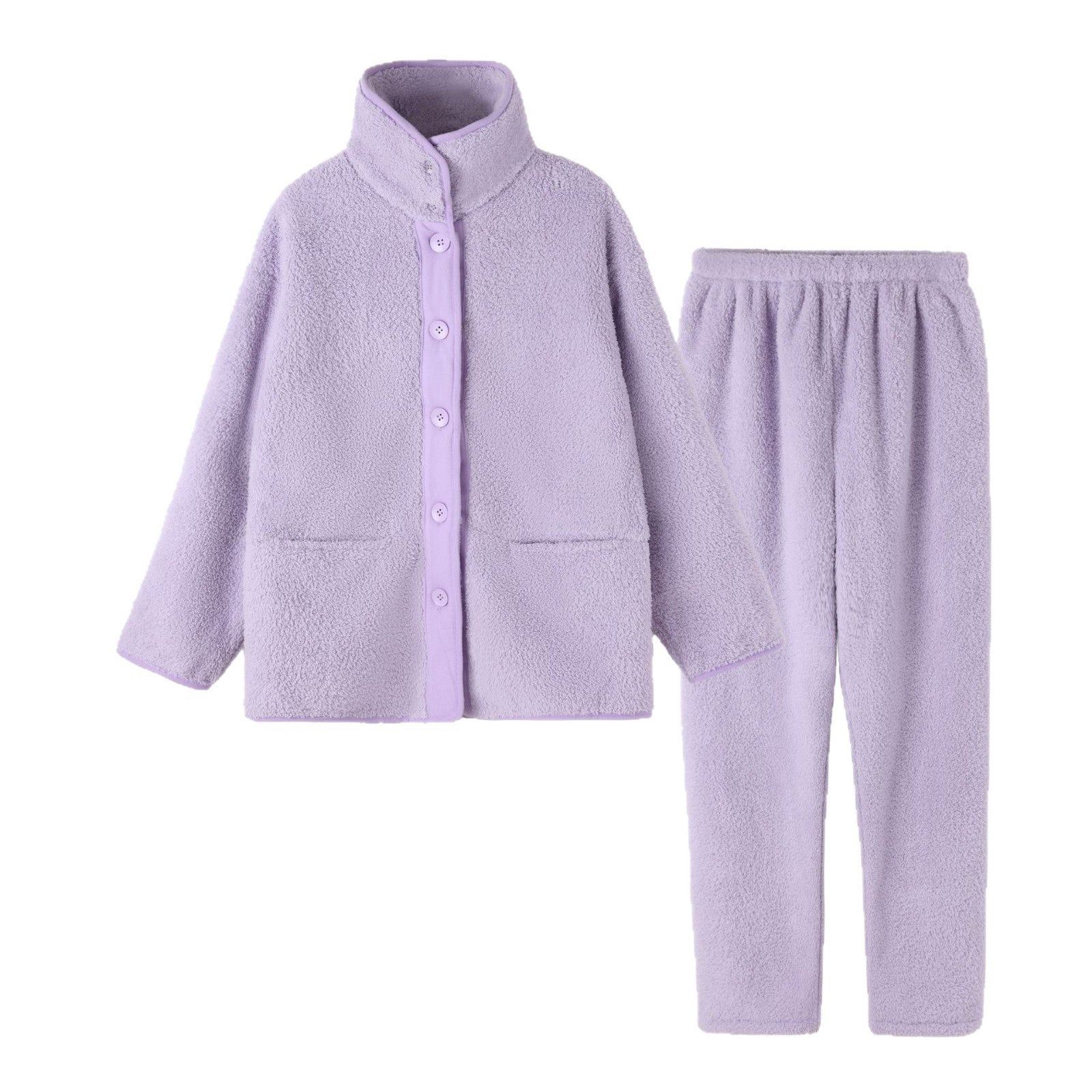 Women’s pajama set made of coral fleece with lapels