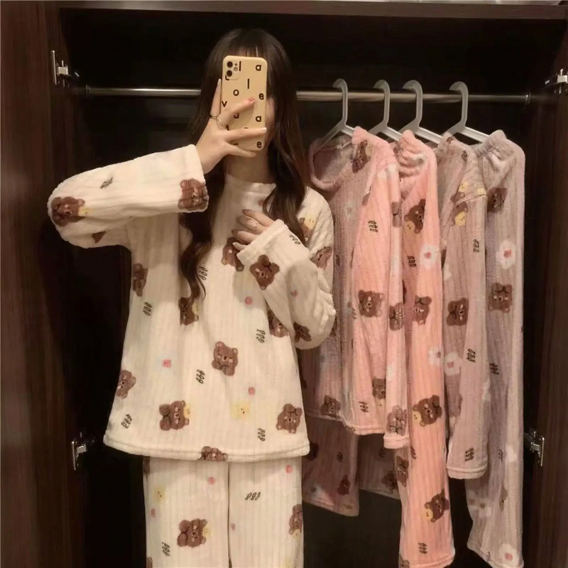 Ladies' house suit, coral fleece, cartoon design, warm