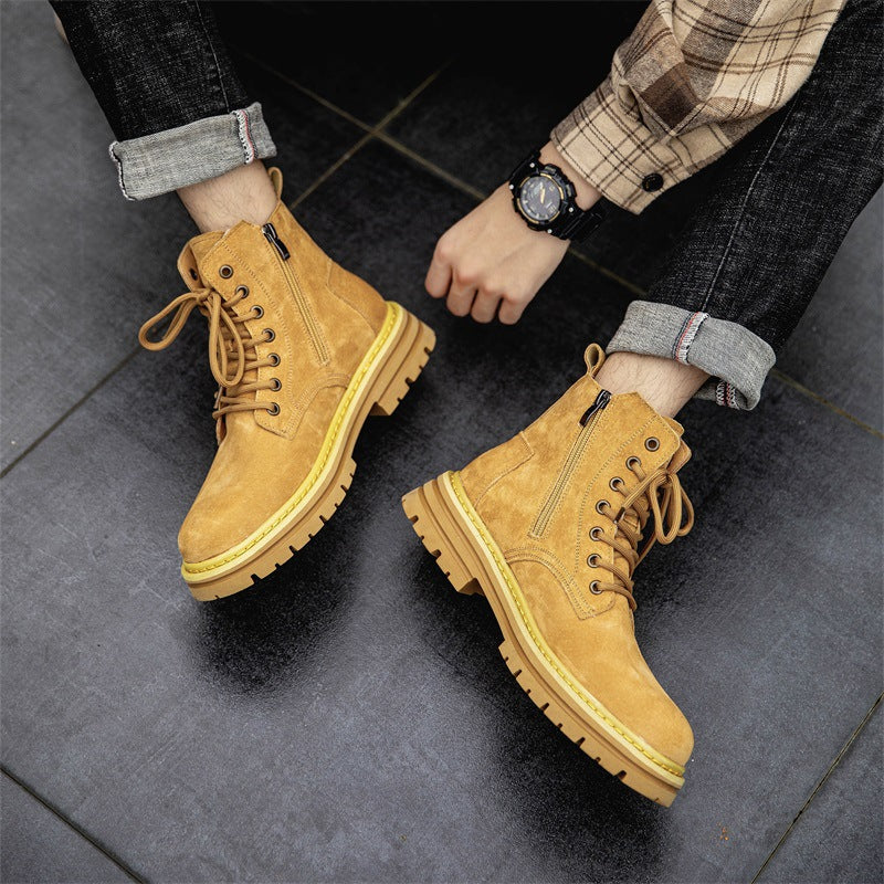 Men's boots, leather, side zipper