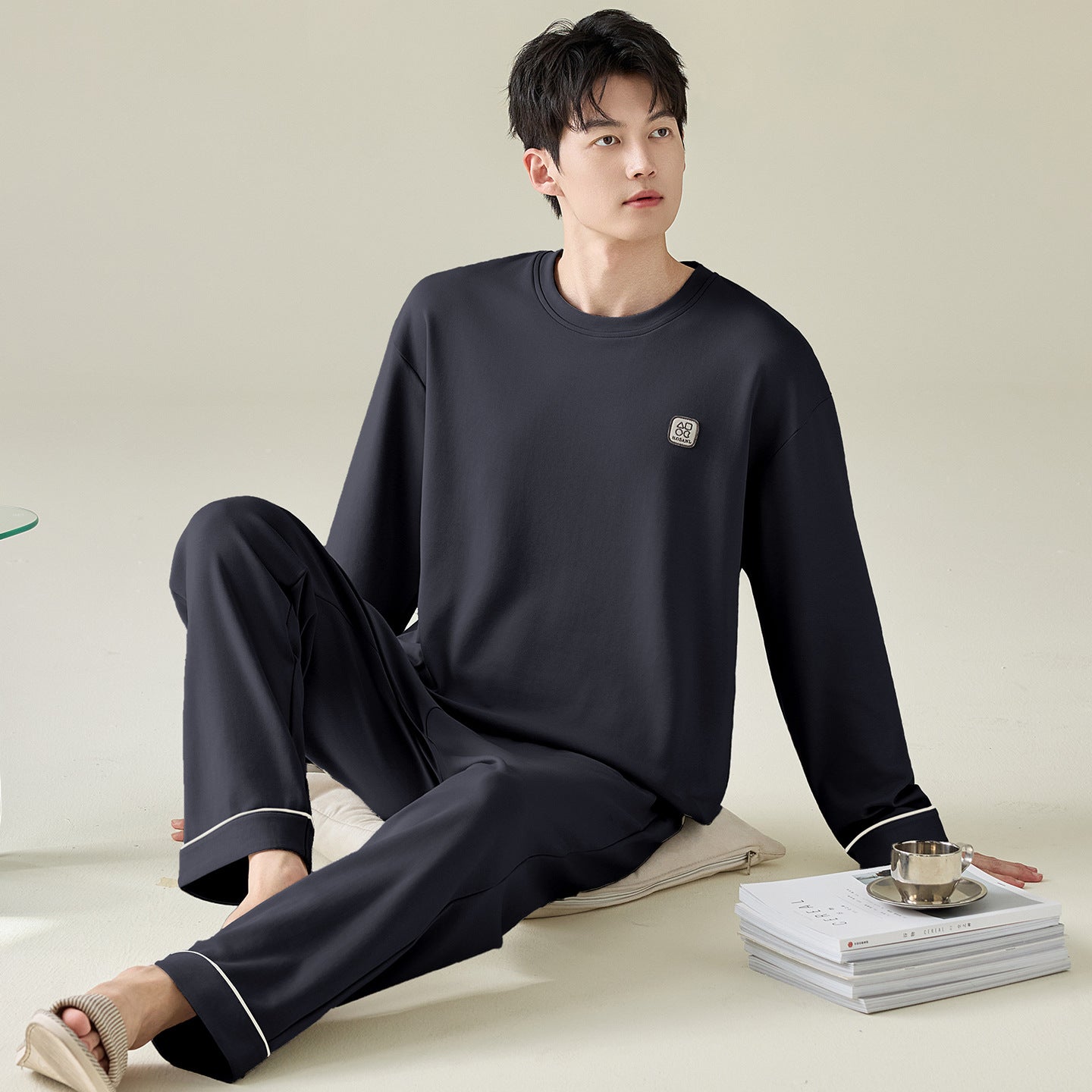 Men's Pajama Set, 100% Cotton, Long Sleeve, modern