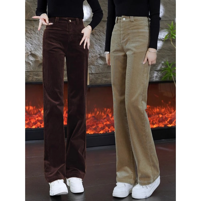 Cord trousers for women, lined, straight cut