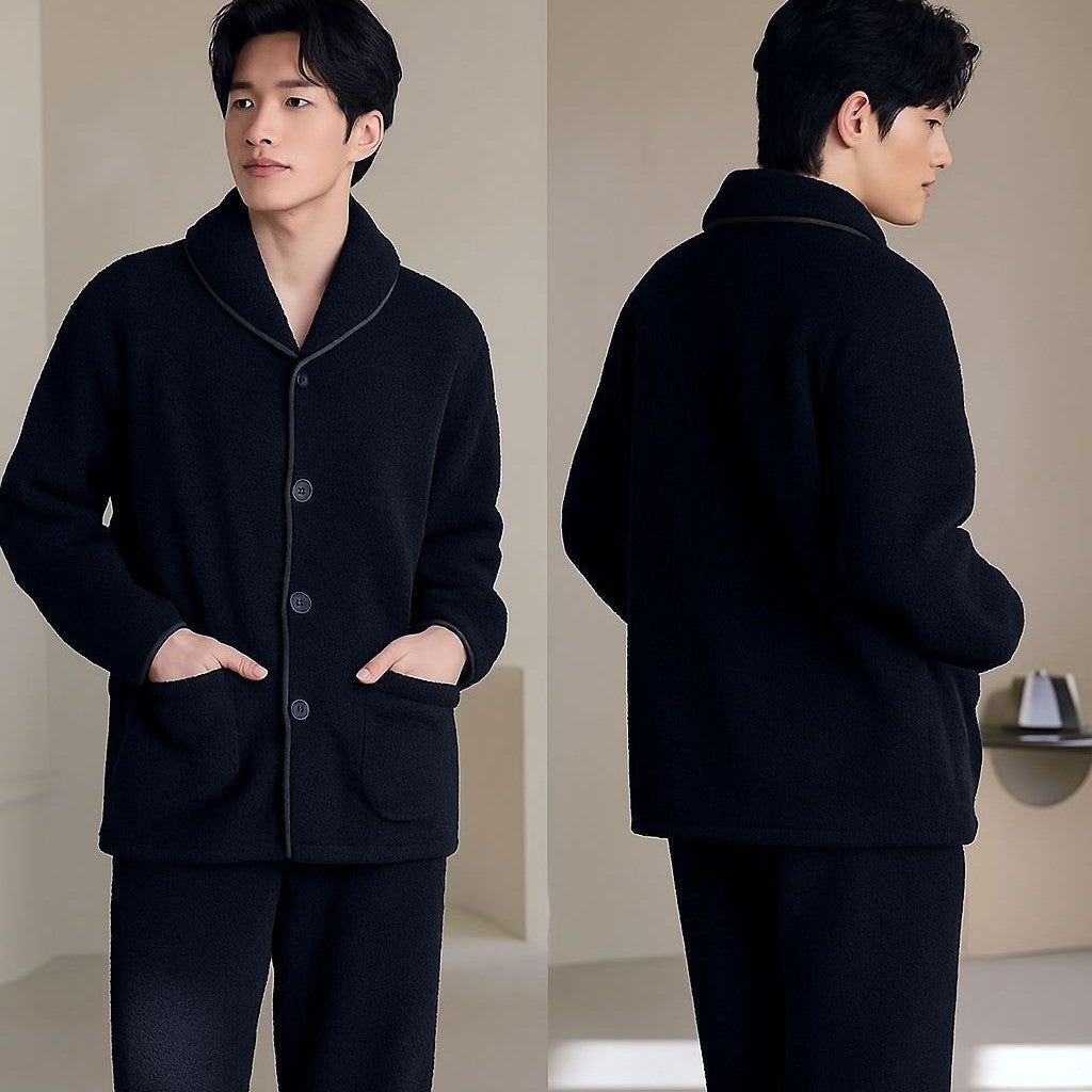 Padded men's loungewear made of lamb fleece imitation