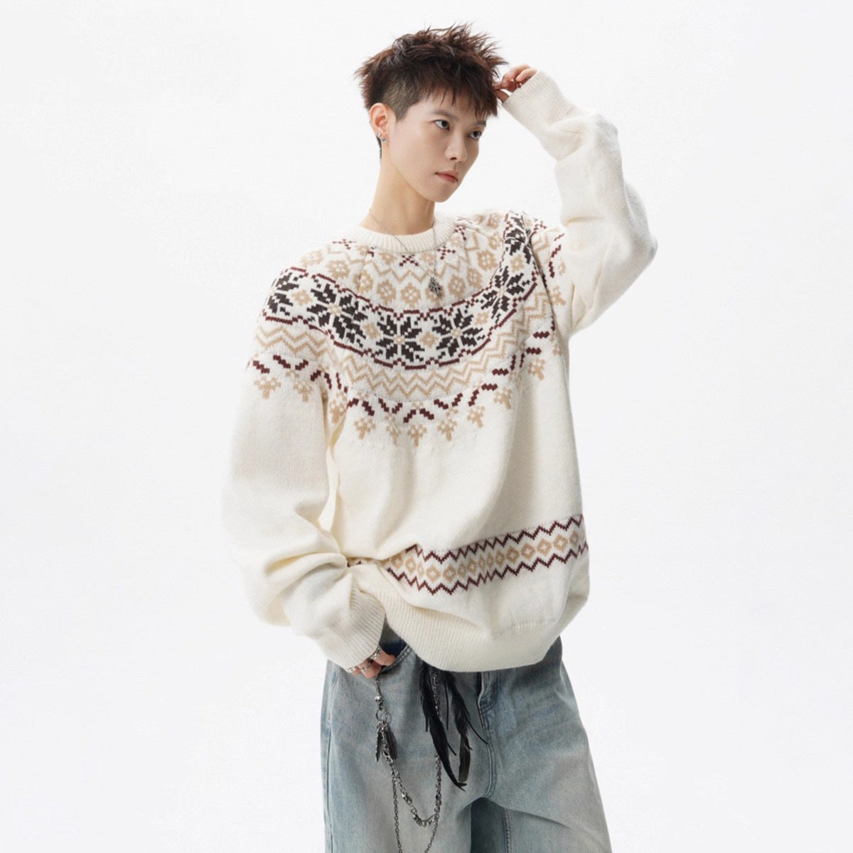 Fair Isle Knit Sweater for Men, Christmas Design