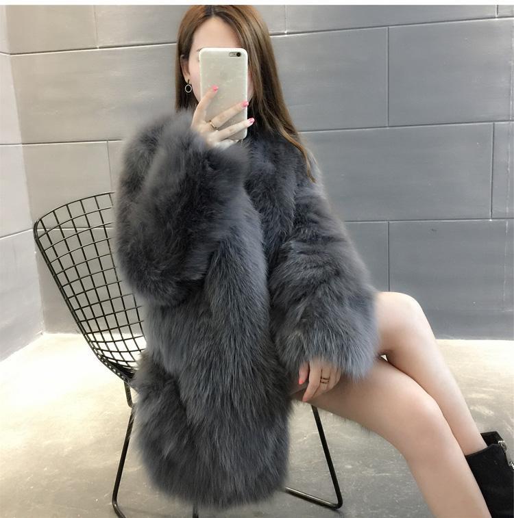 Women's winter coat, faux fur, medium length