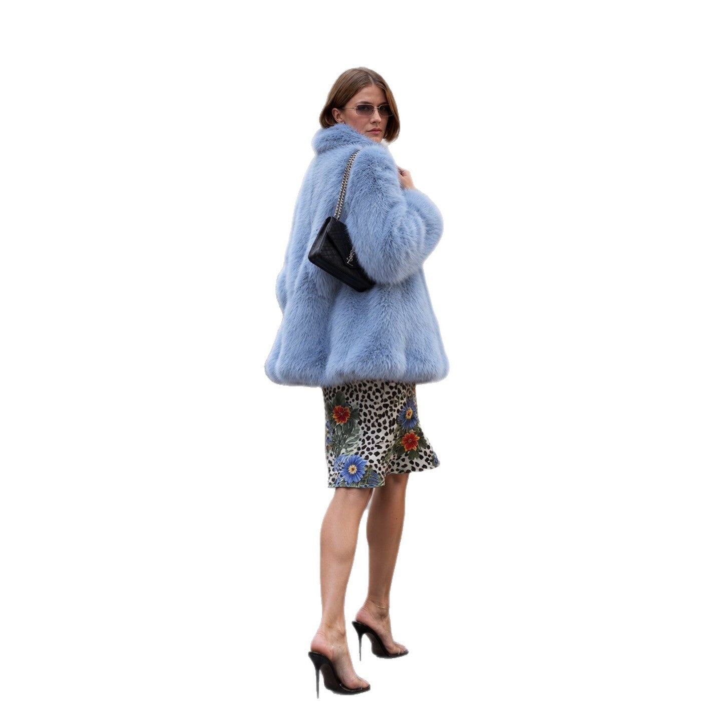 Mid-length women's faux fur coat
