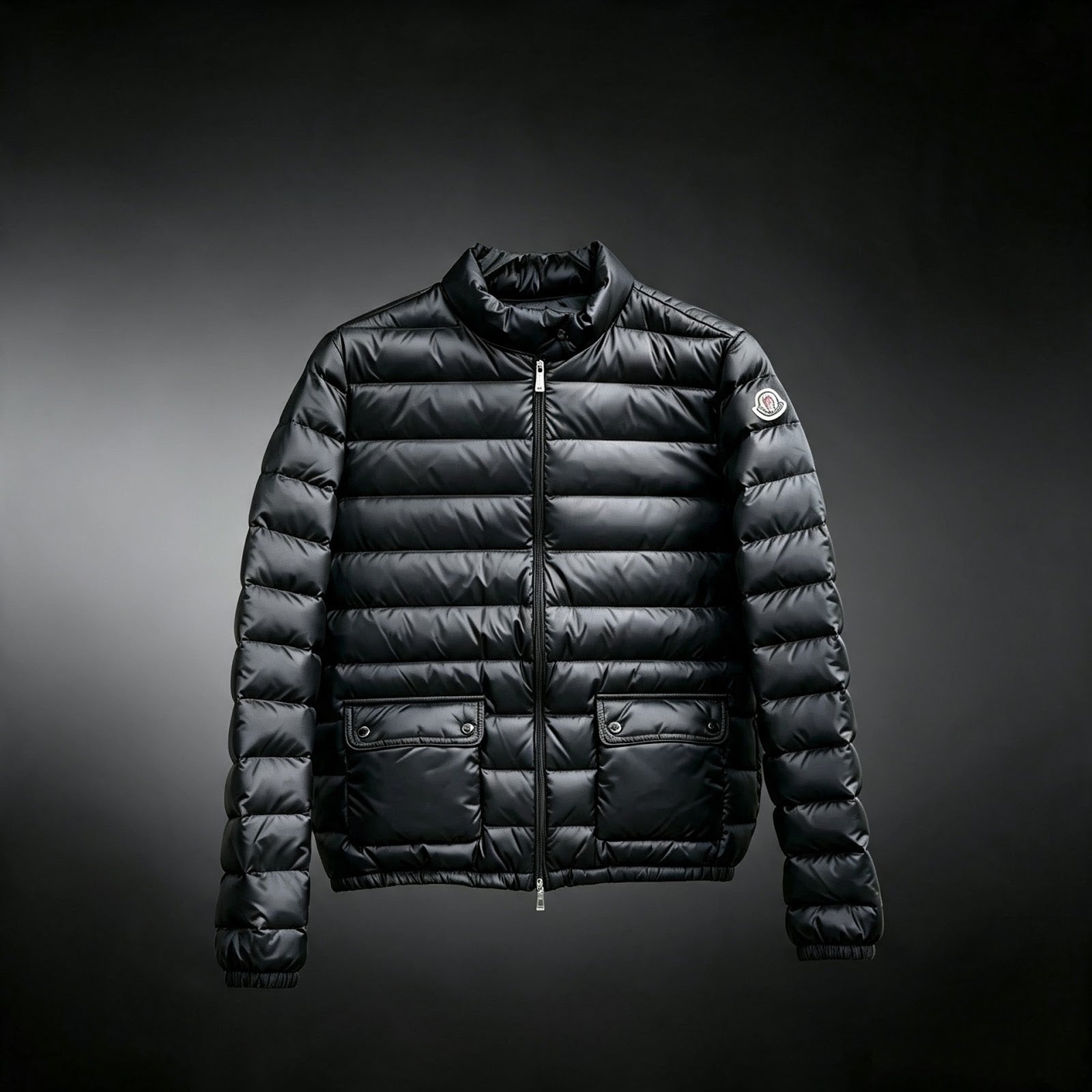 Light women's down jacket, stand-up collar, white goose down
