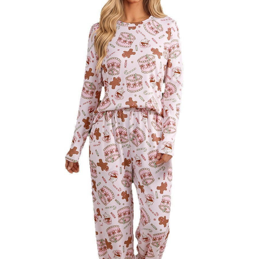 Women's house suit, long-sleeved, with Christmas print