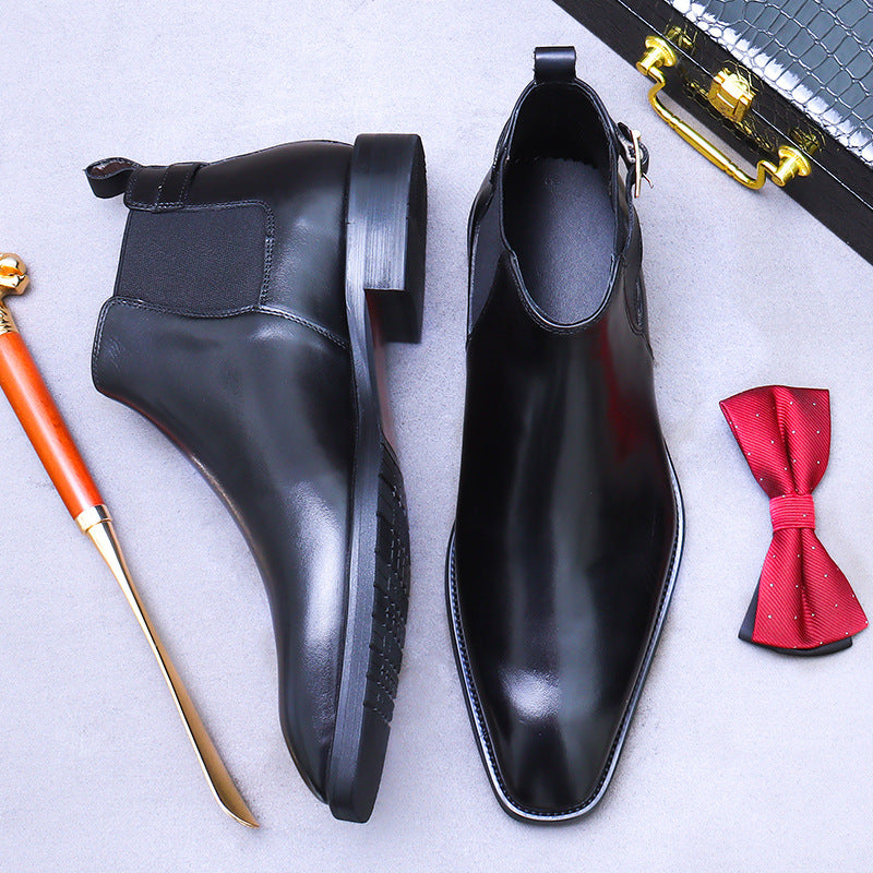 Men's Chelsea boots made of genuine cowhide, business style