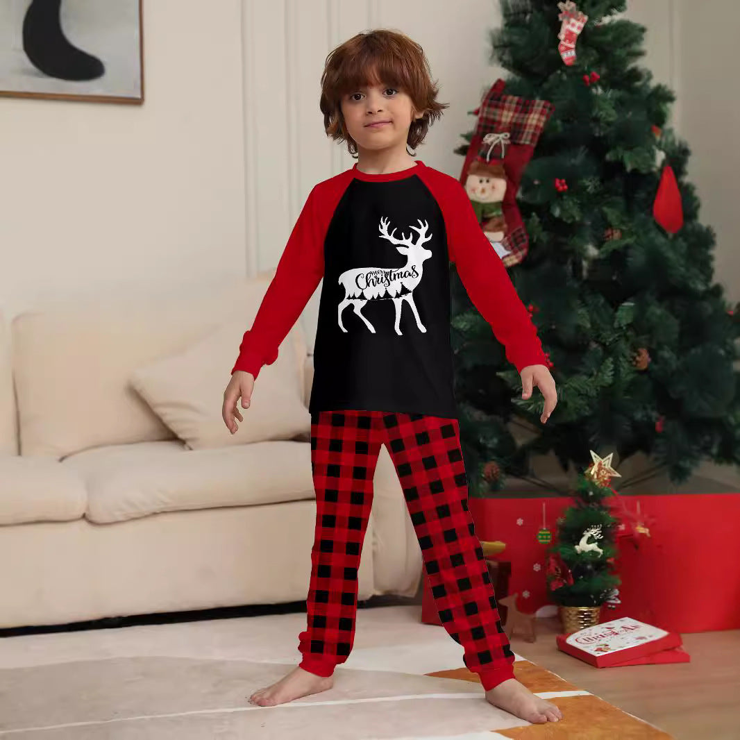 Christmas Family Pajama Set, Deer and Check Pattern