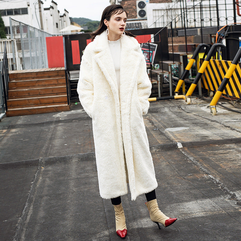 Long Teddy Coat, white, women