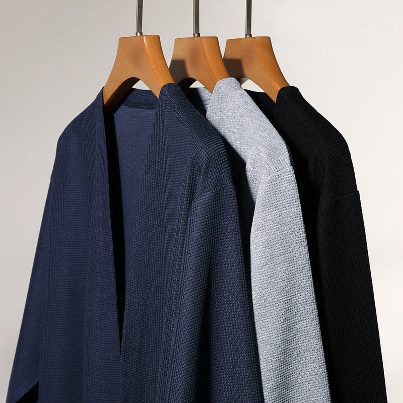 Men's cardigan, solid color, lightweight, for spring and autumn