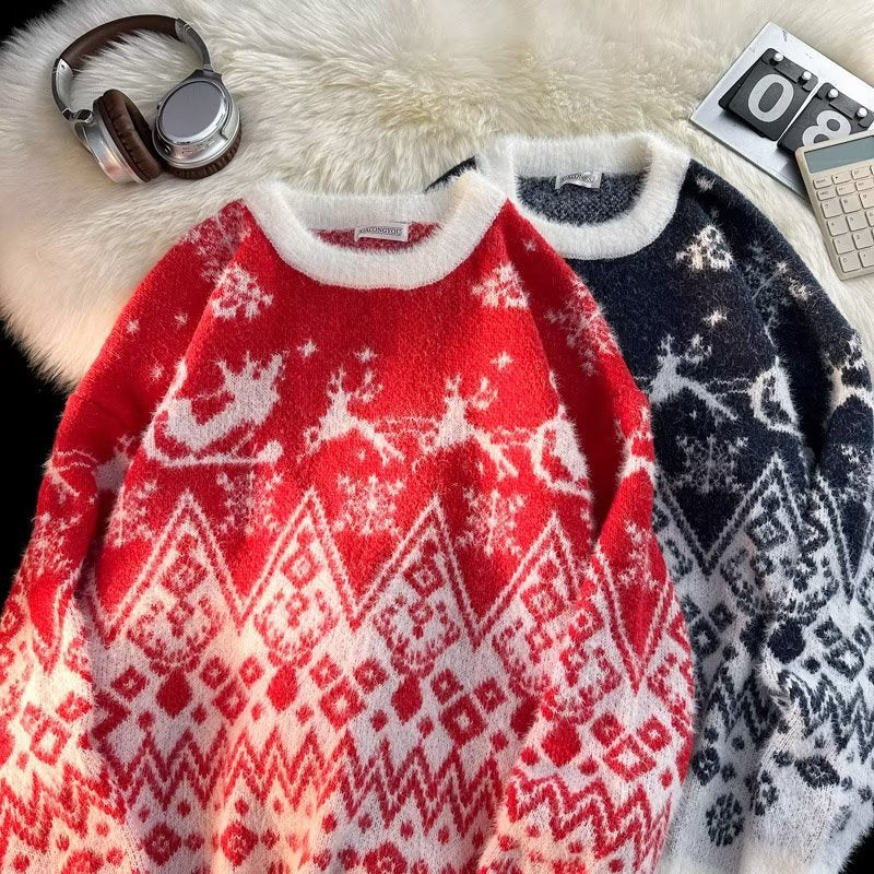 Retro Christmas Sweater for Men, Loose Fit