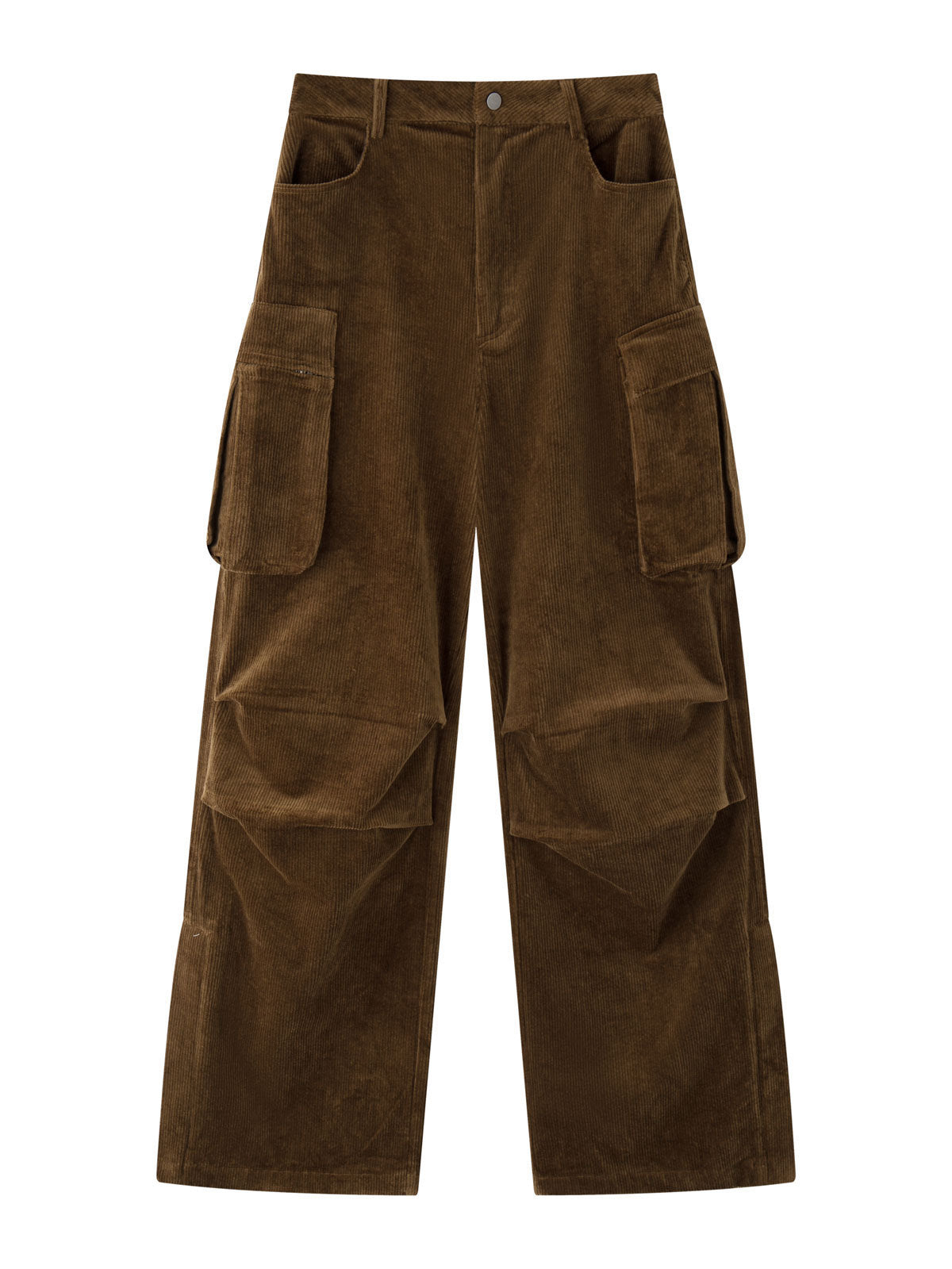 Women’s corduroy pants, wide cut, cargo pockets