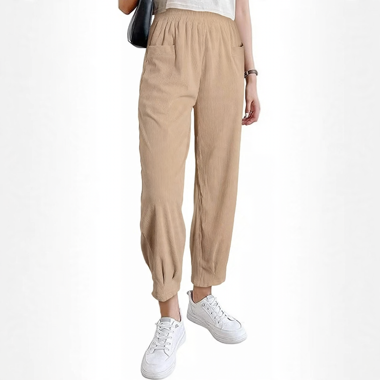 Women's corduroy pants, high cut, tapered