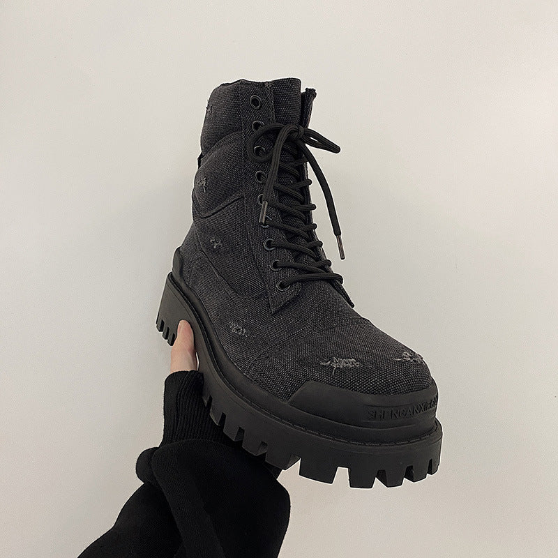 Padded men's canvas boots in vintage look