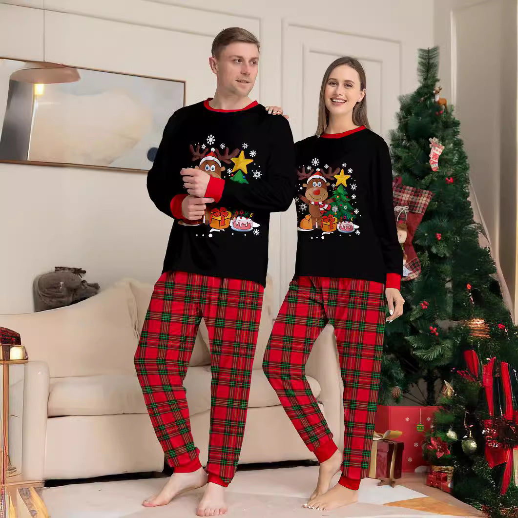 Christmas Family Pajamas, Reindeer and Check Pattern