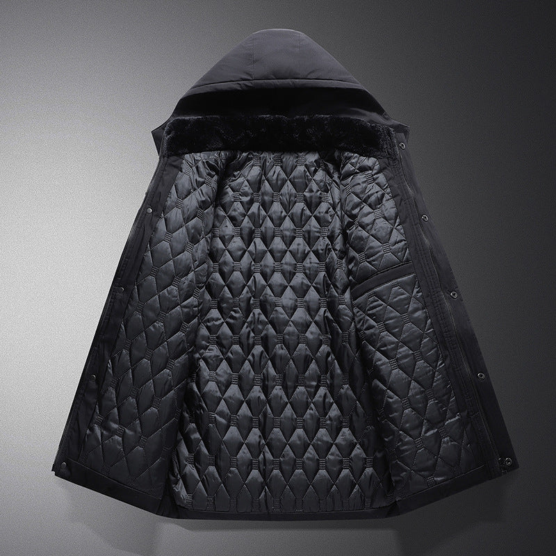 Padded winter jacket for men, removable hood